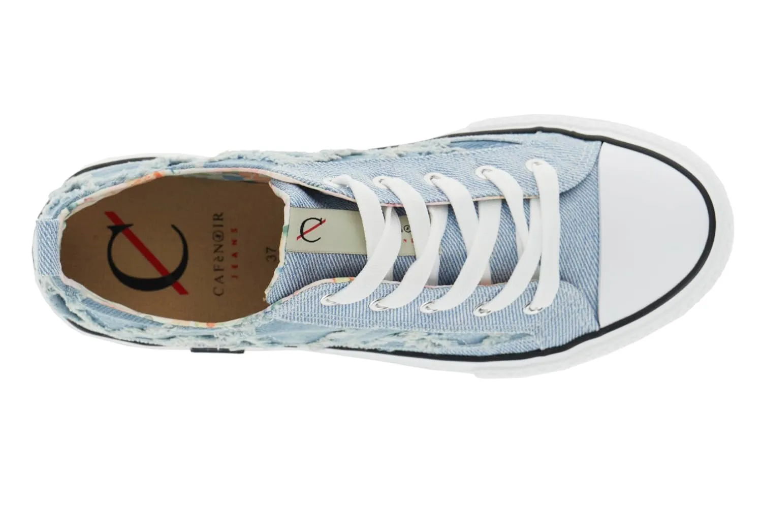 CafèNoir Sneakers Donna Jeans 39 Denim Sfrangiato 4cm
