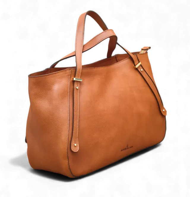 Aigin Milano Everyday borsa pelle miele divisorio zip