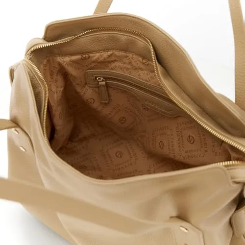 CafèNoir Shopping Bag Beige Effetto Pelle Granosa con Rivetti