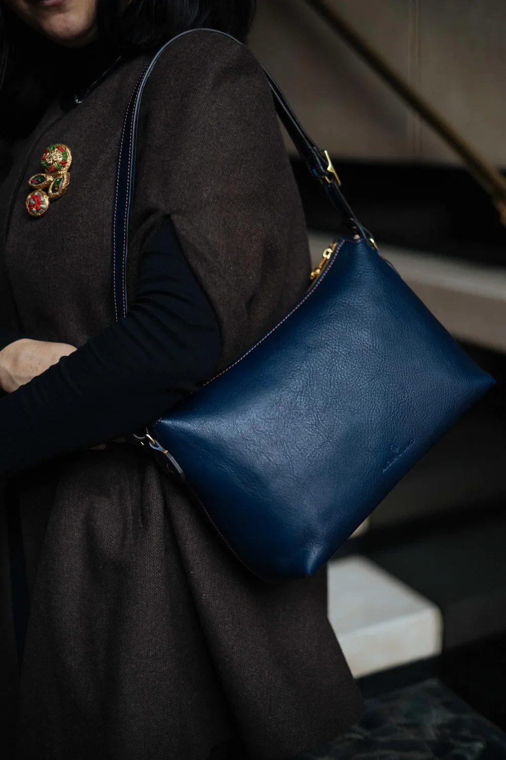 Aigin Milano Minimal Crossbody Bag tracolla miele pelle