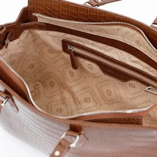 CafèNoir Tote Stampa Coccodrillo Marrone Tracolla Shopping
