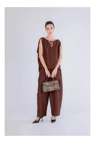 CafèNoir Borsa a Mano con Pattina Leopard Manico Imbottito