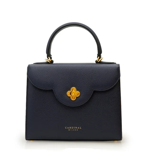 Cardinal Milano First Lady borsa pelle blu navy martellata