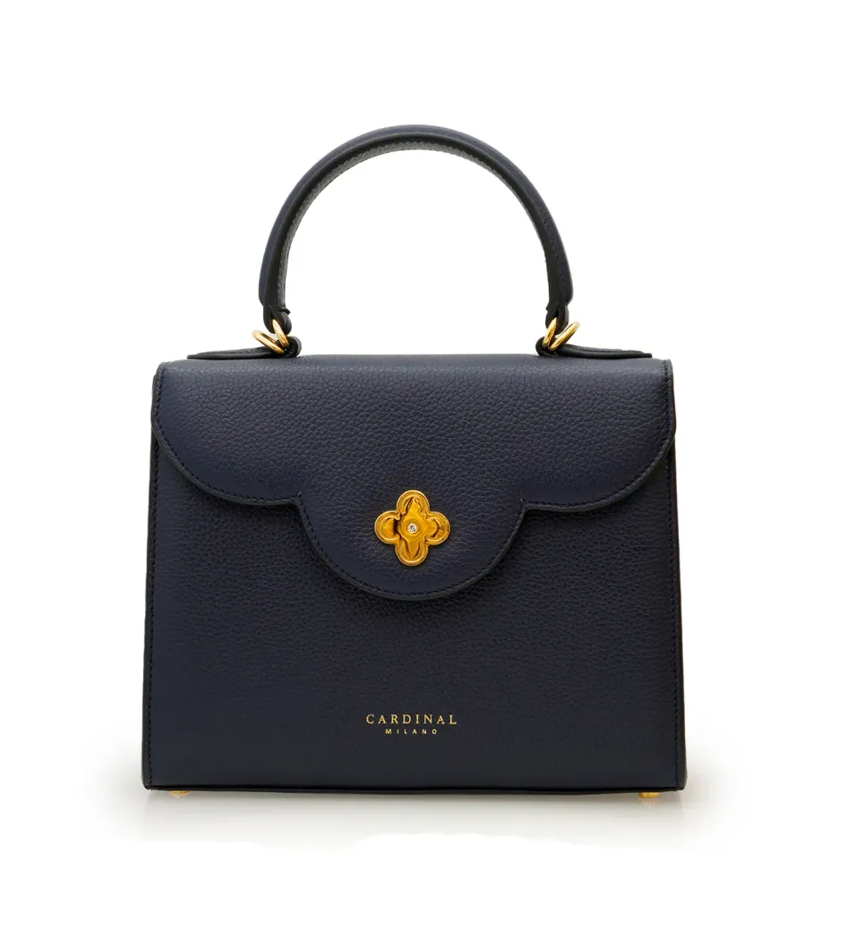 Cardinal Milano First Lady borsa pelle blu navy martellata