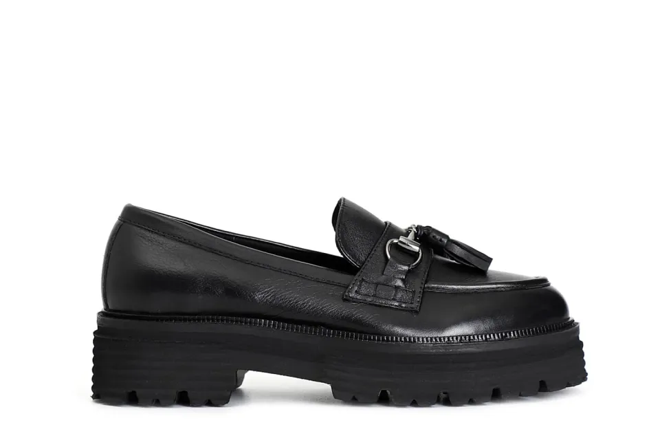 CafèNoir Mocassino Donna Morsetto Nappine Nero Tacco 40 mm