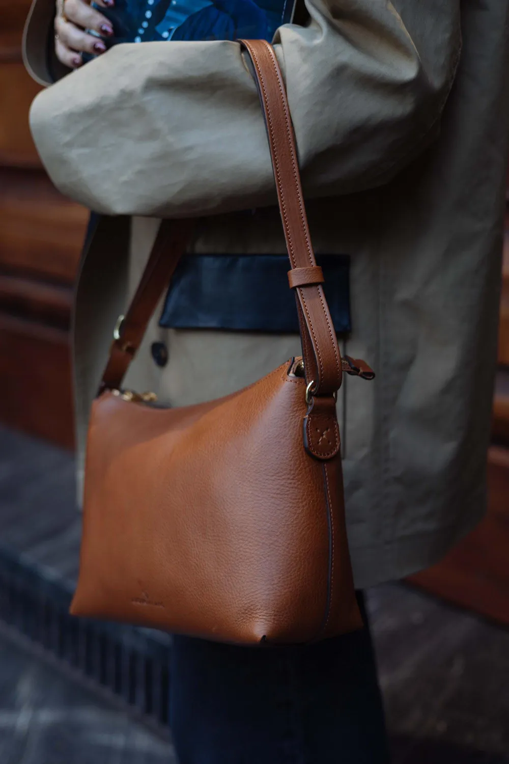 Aigin Milano Minimal borsa tracolla miele pieno fiore