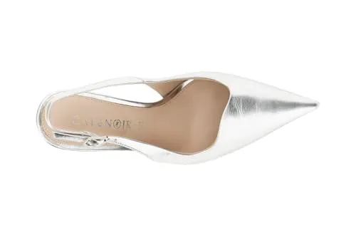 CafèNoir Décolleté Slingback Argento Tacco 8,5 cm