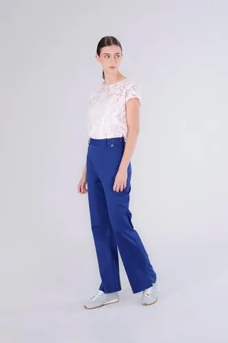 CafèNoir Pantaloni a Zampa Donna Blu Elasticizzati