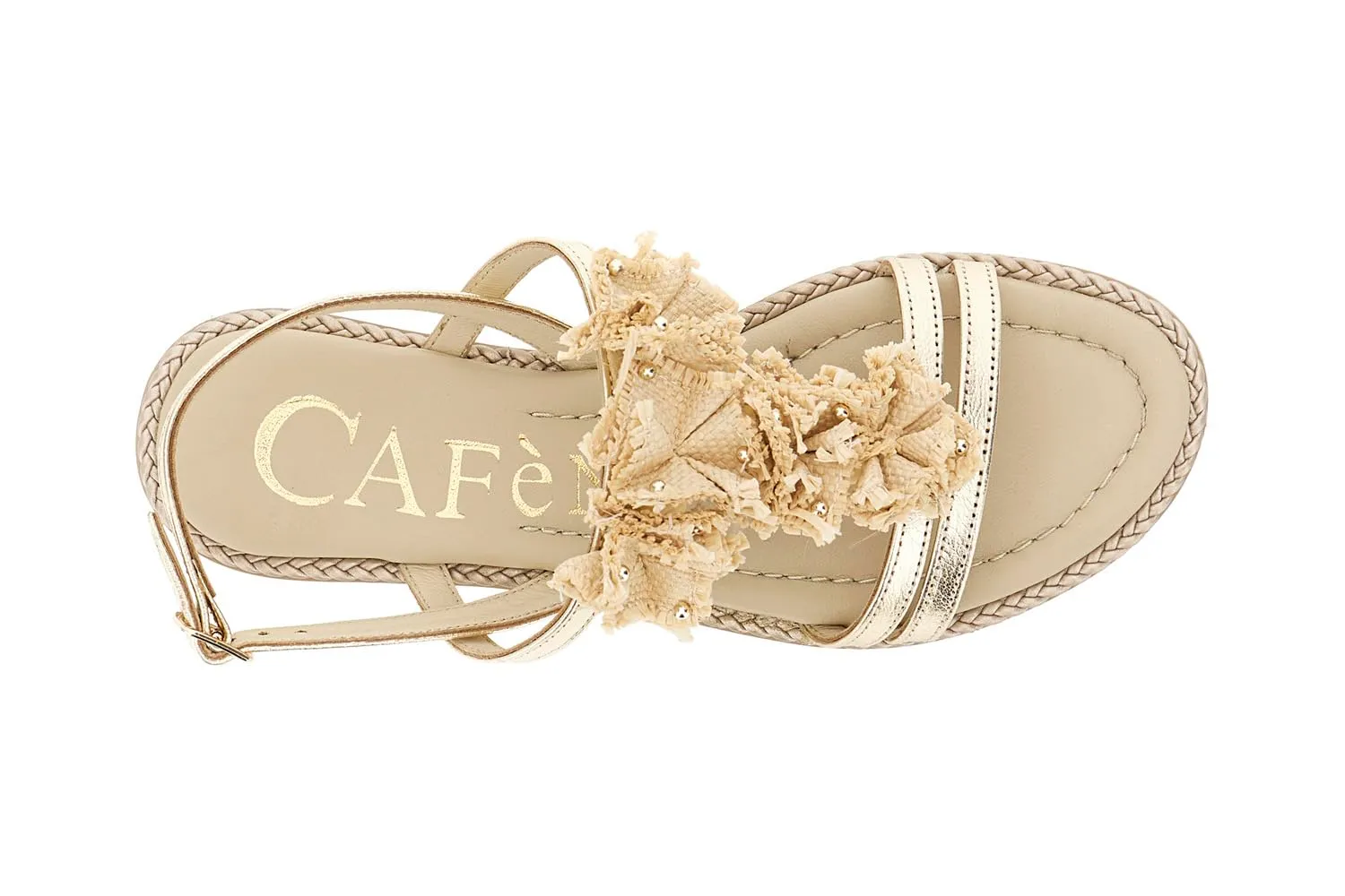 CafèNoir Sandali T Pelle Laminata Platino Rafia Donna