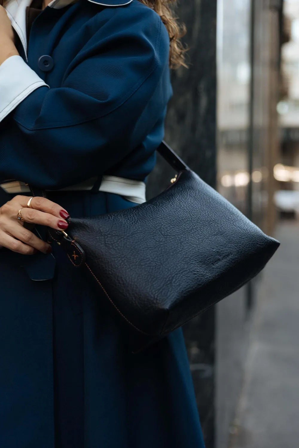 Aigin Milano Minimal Borsa Tracolla Marrone Pelle