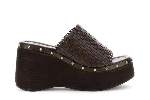 CafèNoir Sandali Ciabatta Pelle Intreccio Zeppa Donna