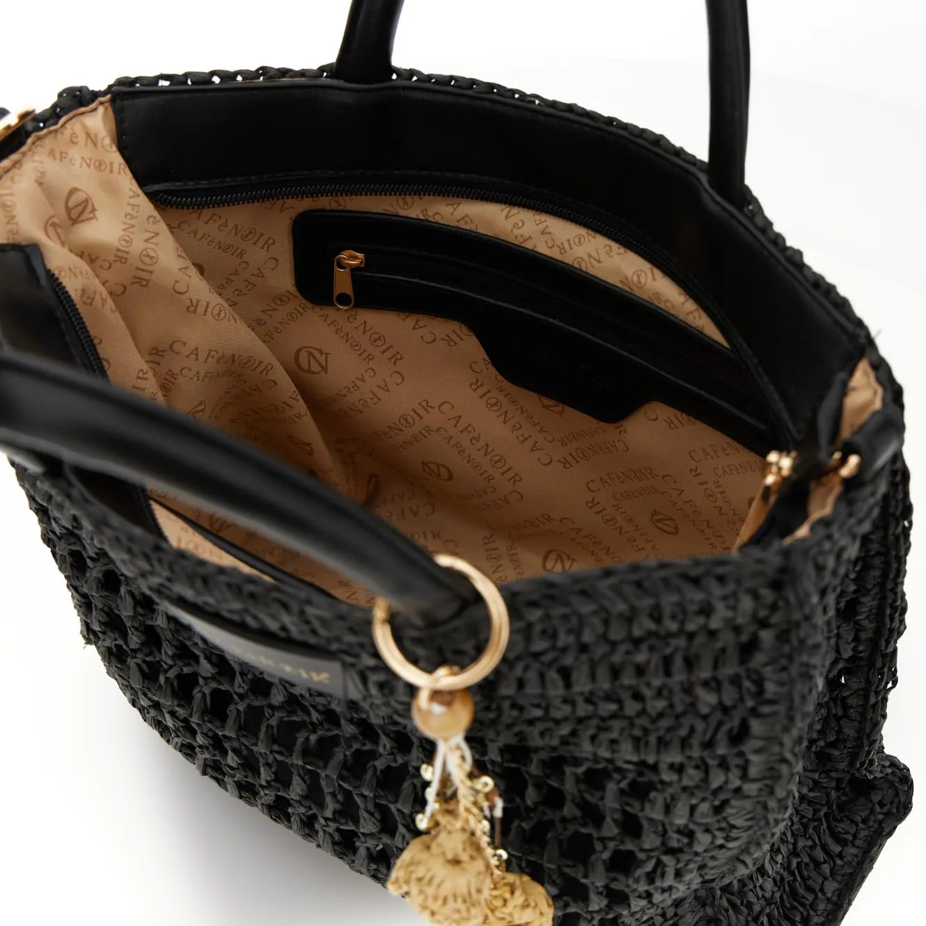 CafèNoir Crochet borsa a mano rafia con charms