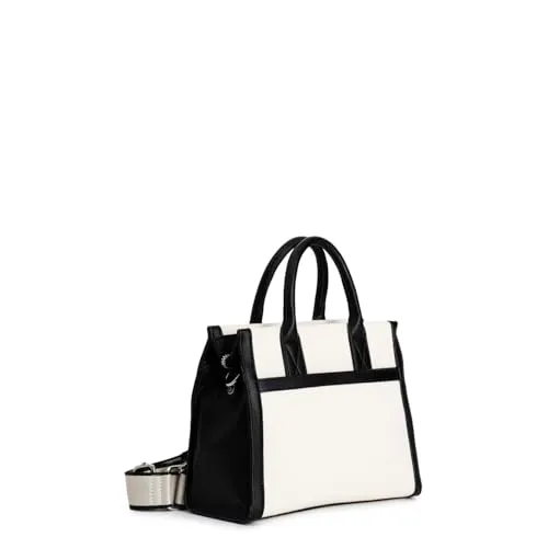 CafèNoir Borsa a Mano Canvas Profili Borsa Nera Manici