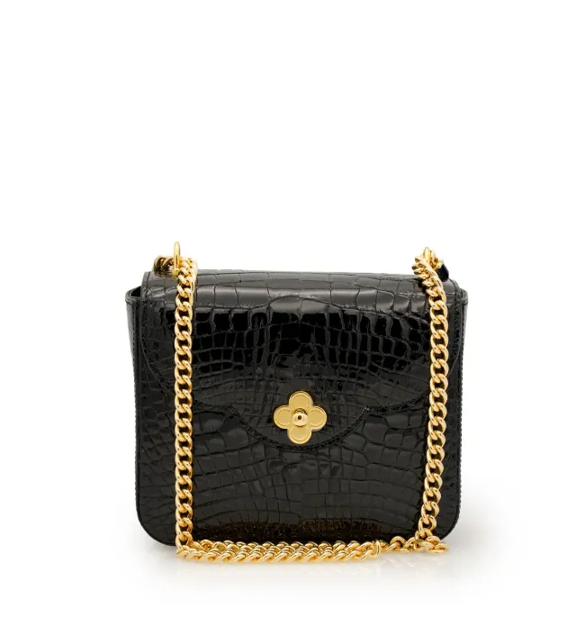 Cardinal Milano First Date Borsa Spalla Alligatore Nero