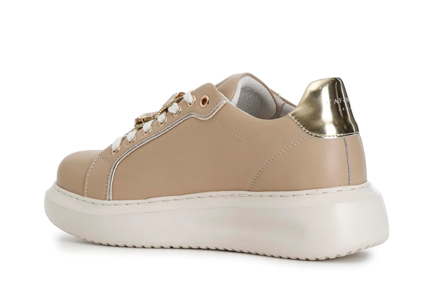 CafèNoir sneakers donna pelle bianco bordeaux gioiello