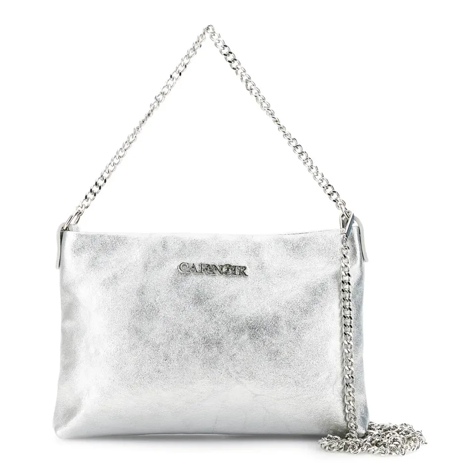 CafèNoir Pochette Pelle Metallizzata Tracolla Catena