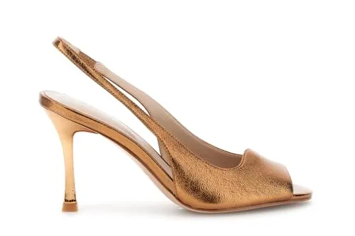 CafèNoir Slingback Pelle Laminata Bronzo 8,5 cm