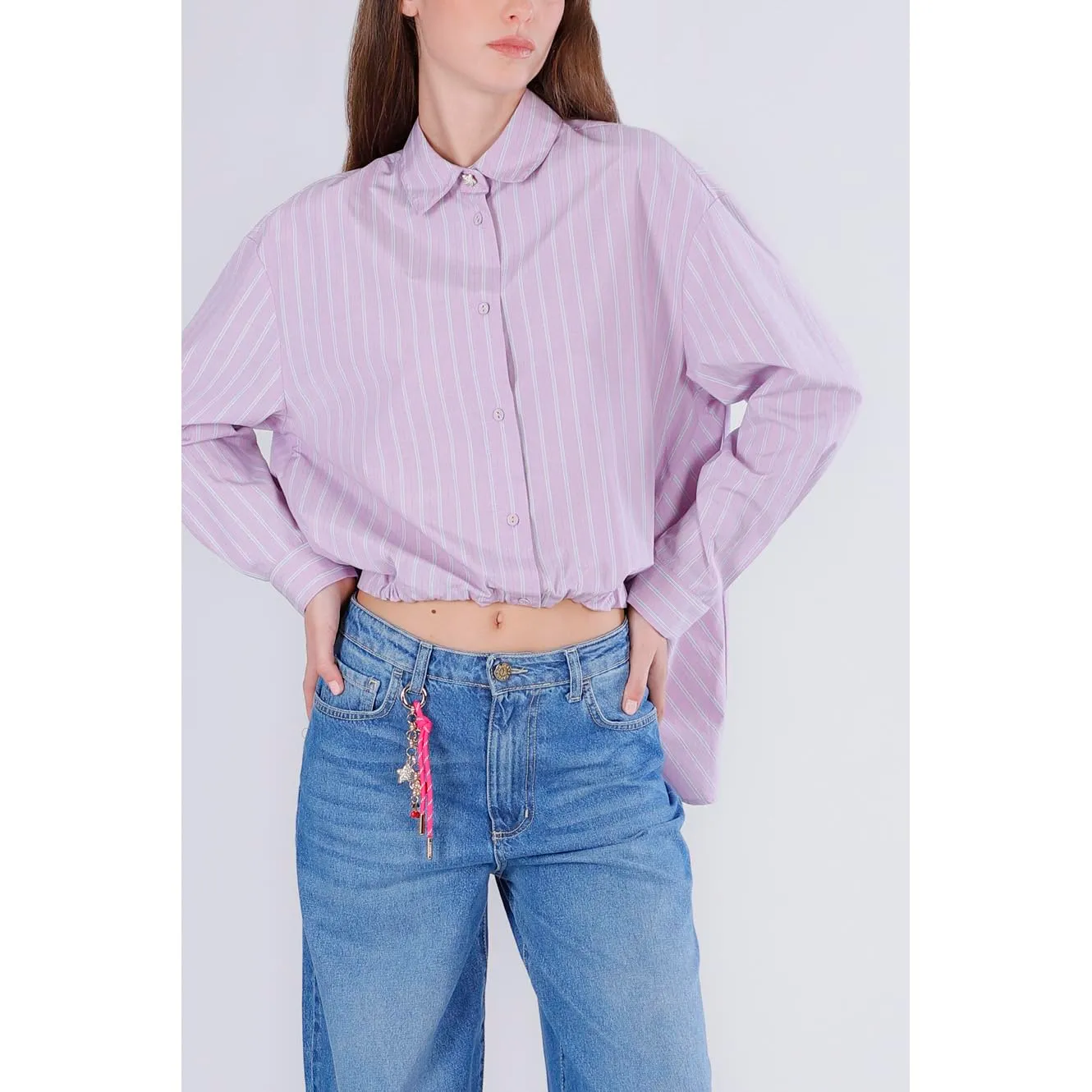 CafèNoir Camicia Rigata Asimmetrica Donna Lavanda S