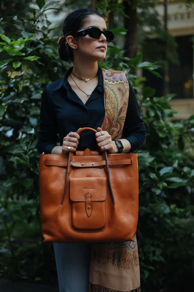 Aigin Milano Tote Bag borsa tote nera tracolla inclusa