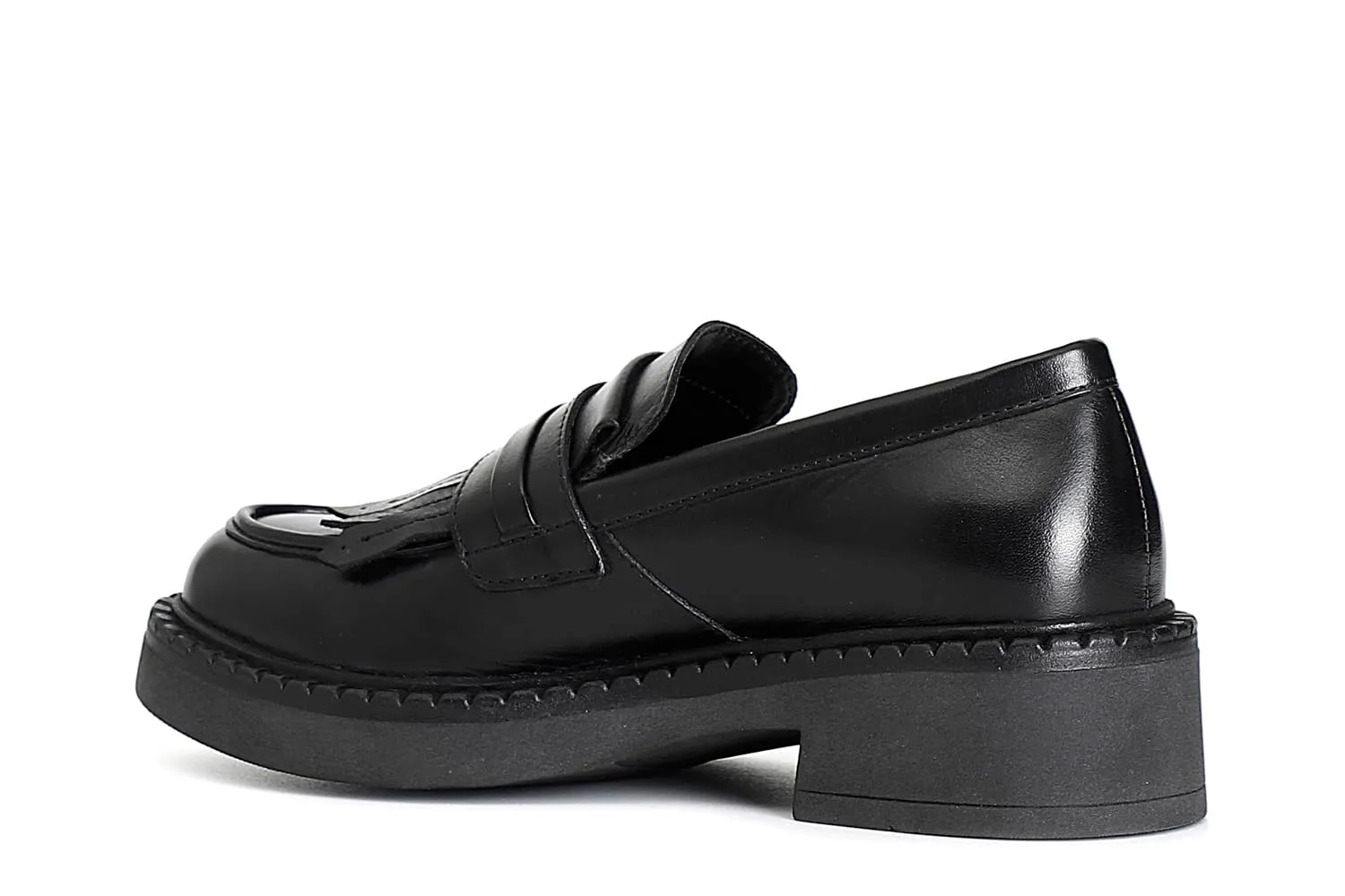 CafèNoir Mocassino Donna con Frangia Nero Tacco 50 mm