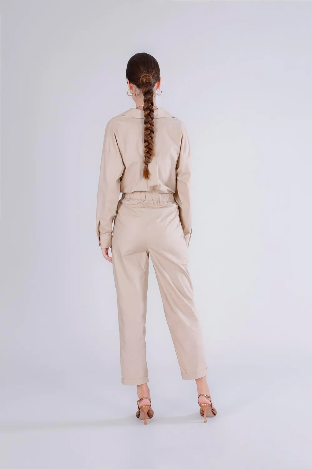 CafèNoir Jogger in Popeline Pantaloni S Sabbia
