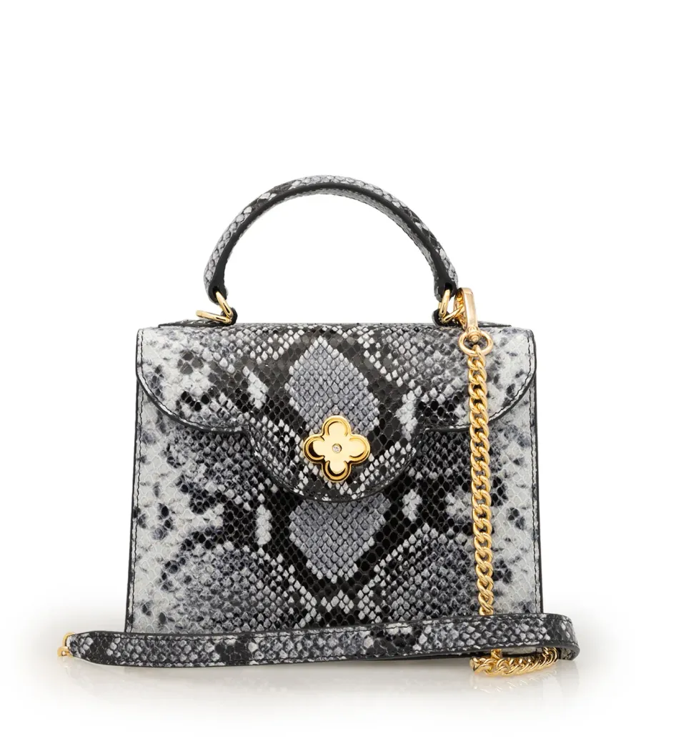 Cardinal Milano First Lady Small borsa vitello pitone grigio