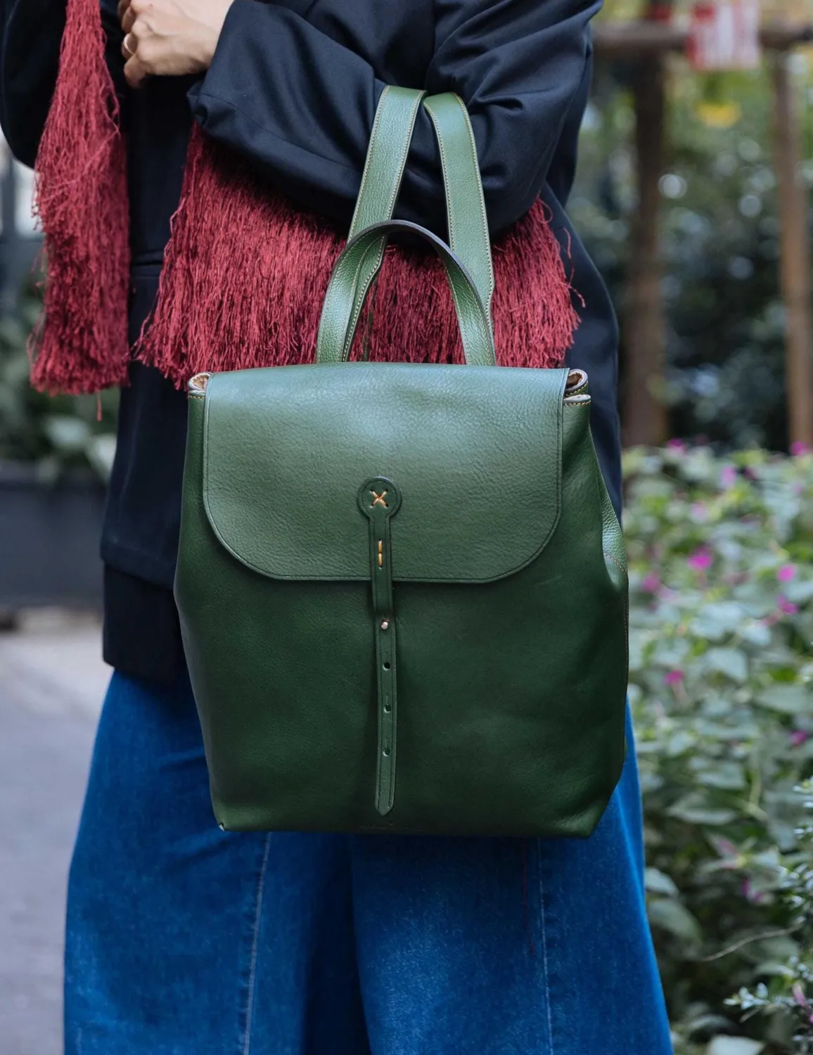 Aigin Milano Backpack zaino naturale pieno fiore ottone