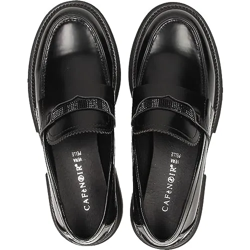 CafèNoir Mocassino Similpelle Nero 39 con Strass