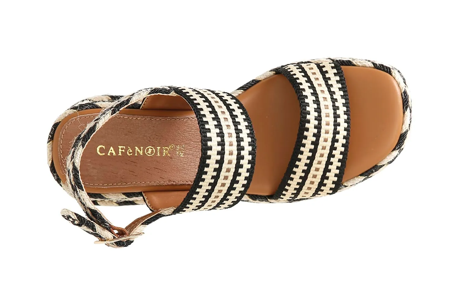 CafèNoir Sandali Zeppa Doppia Fascia Nero Beige 39