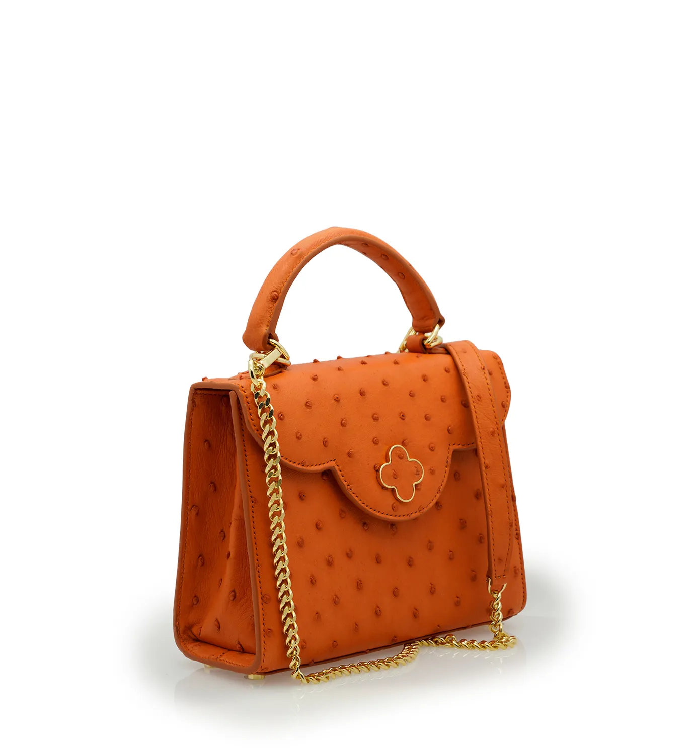 Cardinal Milano First Lady Small Borsa Pelle Struzzo Arancio