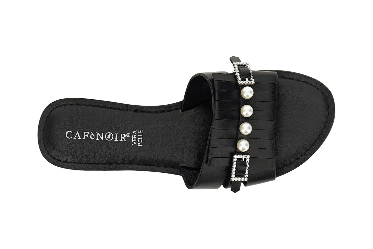 CafèNoir Ciabatta Flat Pelle Fibbia Gioiello Donna Oro