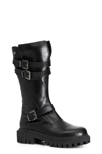 CafèNoir stivale pelle nero fibbie suola extralight
