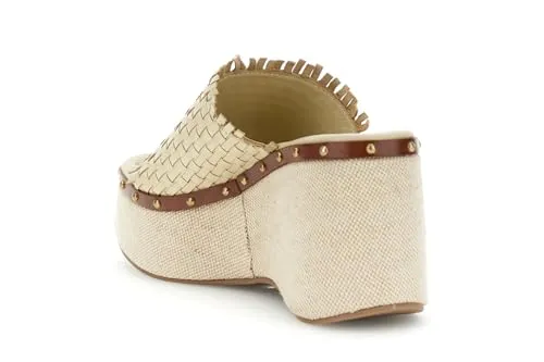 CafèNoir Intreccio ciabatta pelle zeppa 9 cm