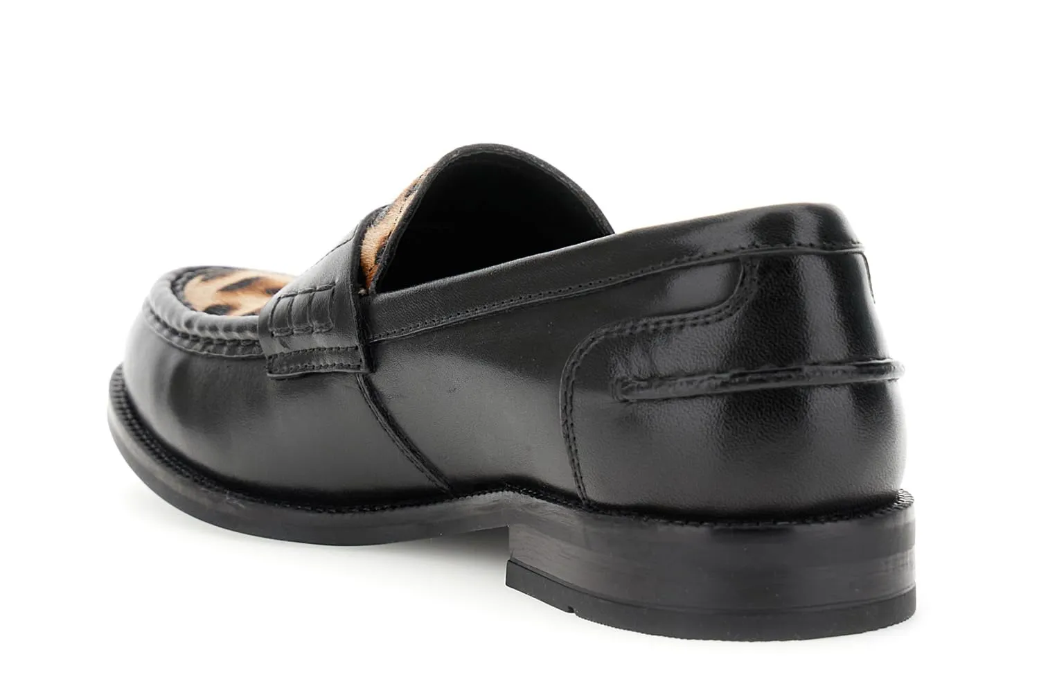 CafèNoir Mocassini Pelle Donna Nero Effetto Cavallino 4 cm