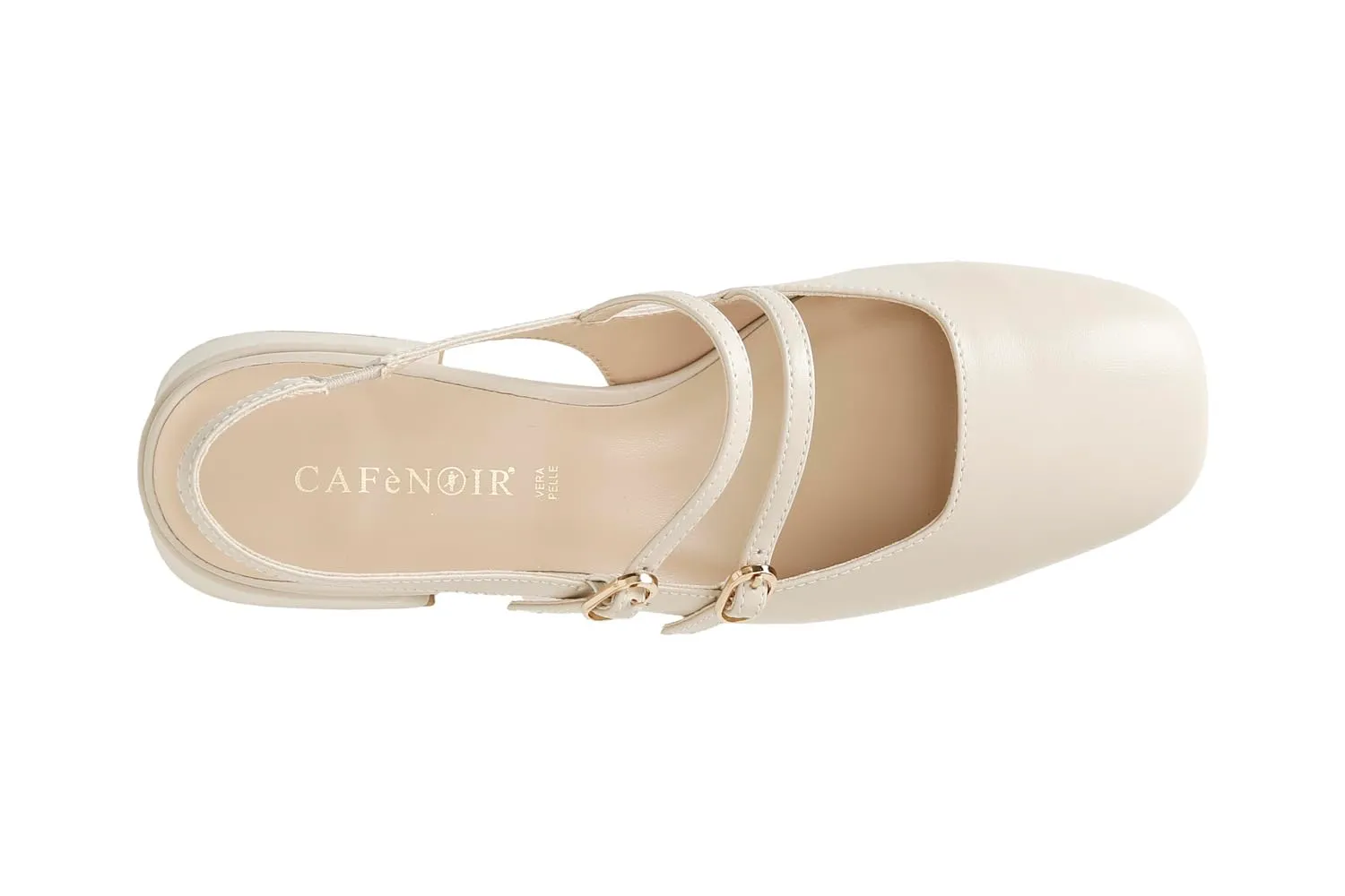 CafèNoir slingback nappa beige tacco largo 4 cm