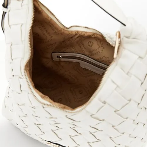 CafèNoir Sacca Nappa Intrecciata borsa lettering metallo