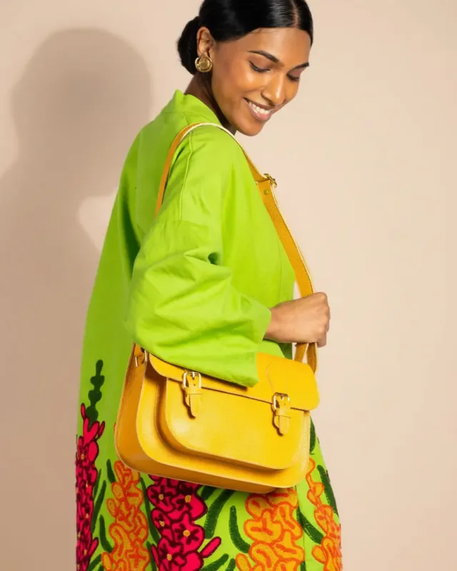 Figus Flower kimono ricamato cotone verde