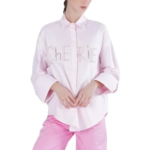 CafèNoir Camicia Oxford Ricamo Chérie Rosa S