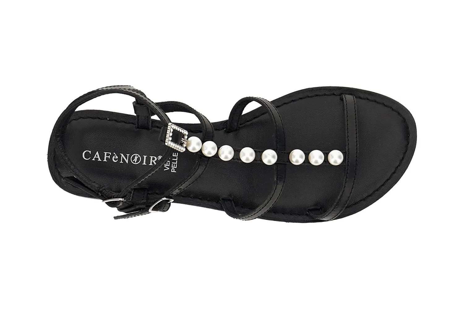 CafèNoir Flat sandali pelle fibbia gioiello donna