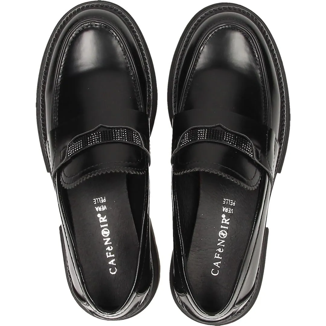 CafèNoir Mocassino Similpelle Nero 39 con Strass