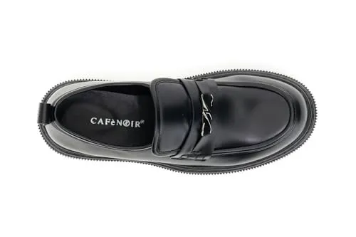 CafèNoir Mocassini Donna Neri Abrasivati Accessorio Suola 4 cm
