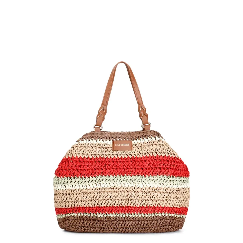 CafèNoir Tote Crochet Borsa Multi/Nero Fatta a Mano
