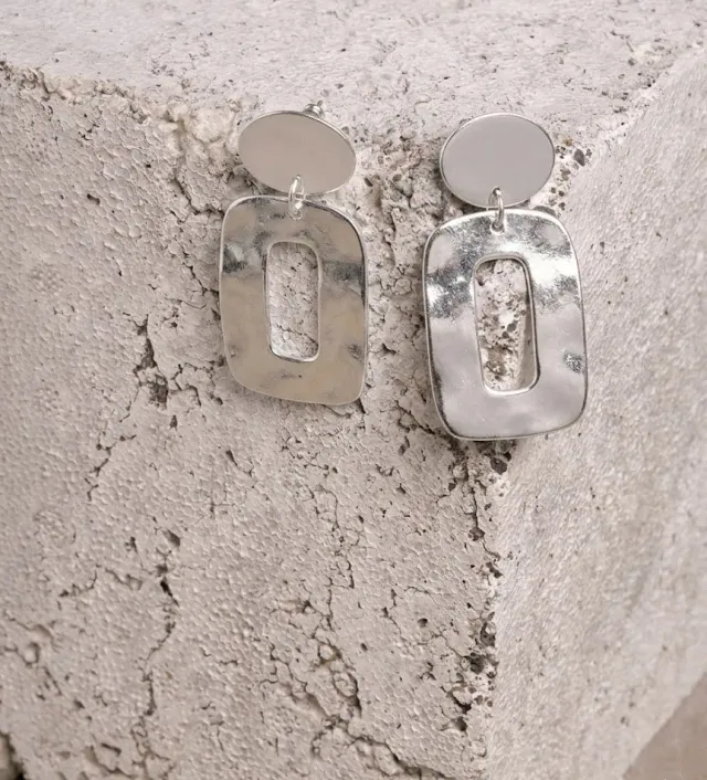 Figus Rettangolo con ovalina Silver orecchini pendenti