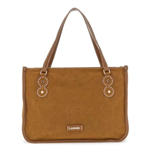 CafèNoir Shopping Camoscio borsa marrone borchie
