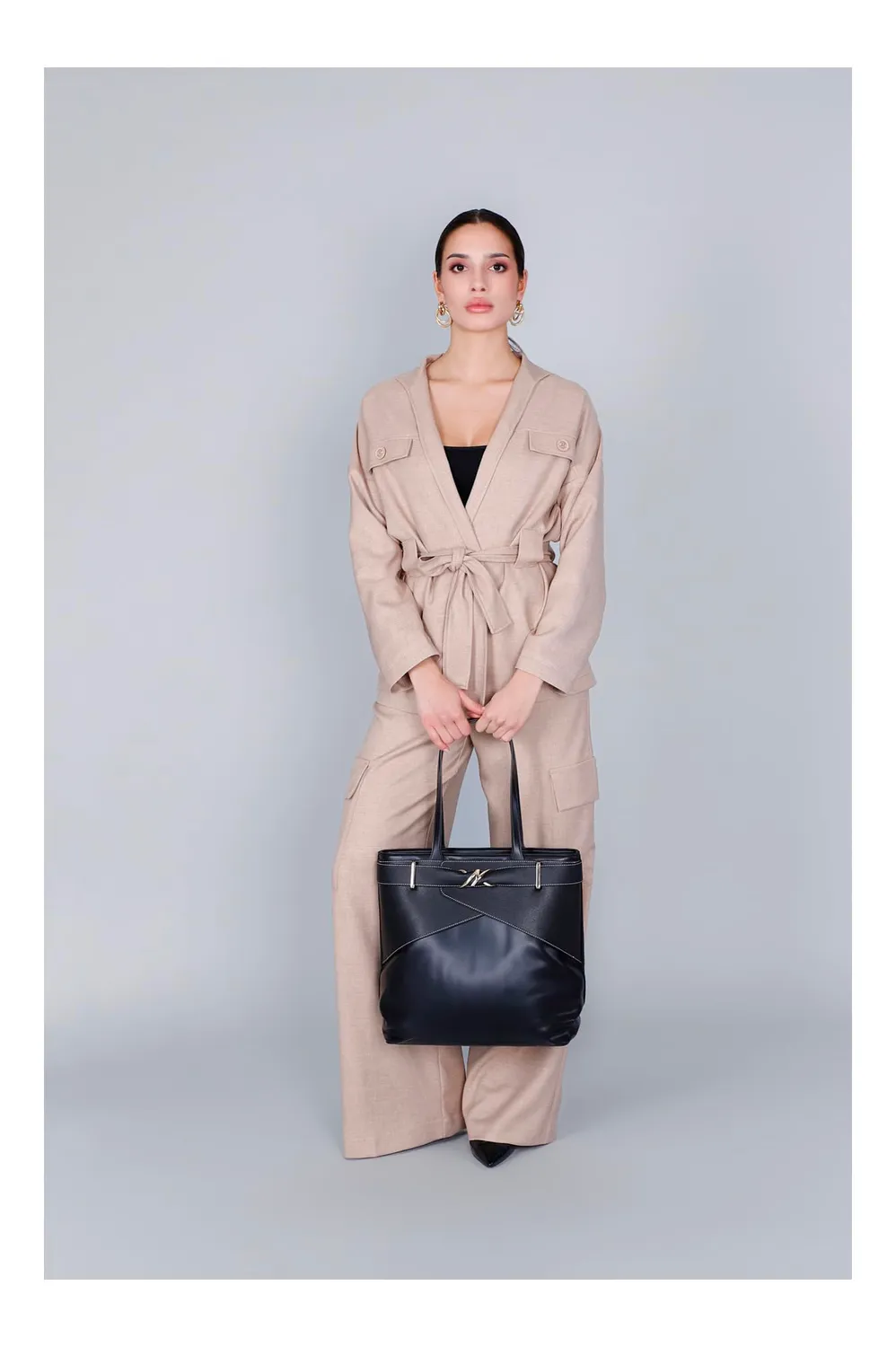 CafèNoir Shopping Bag Nera Passante Metallo Donna