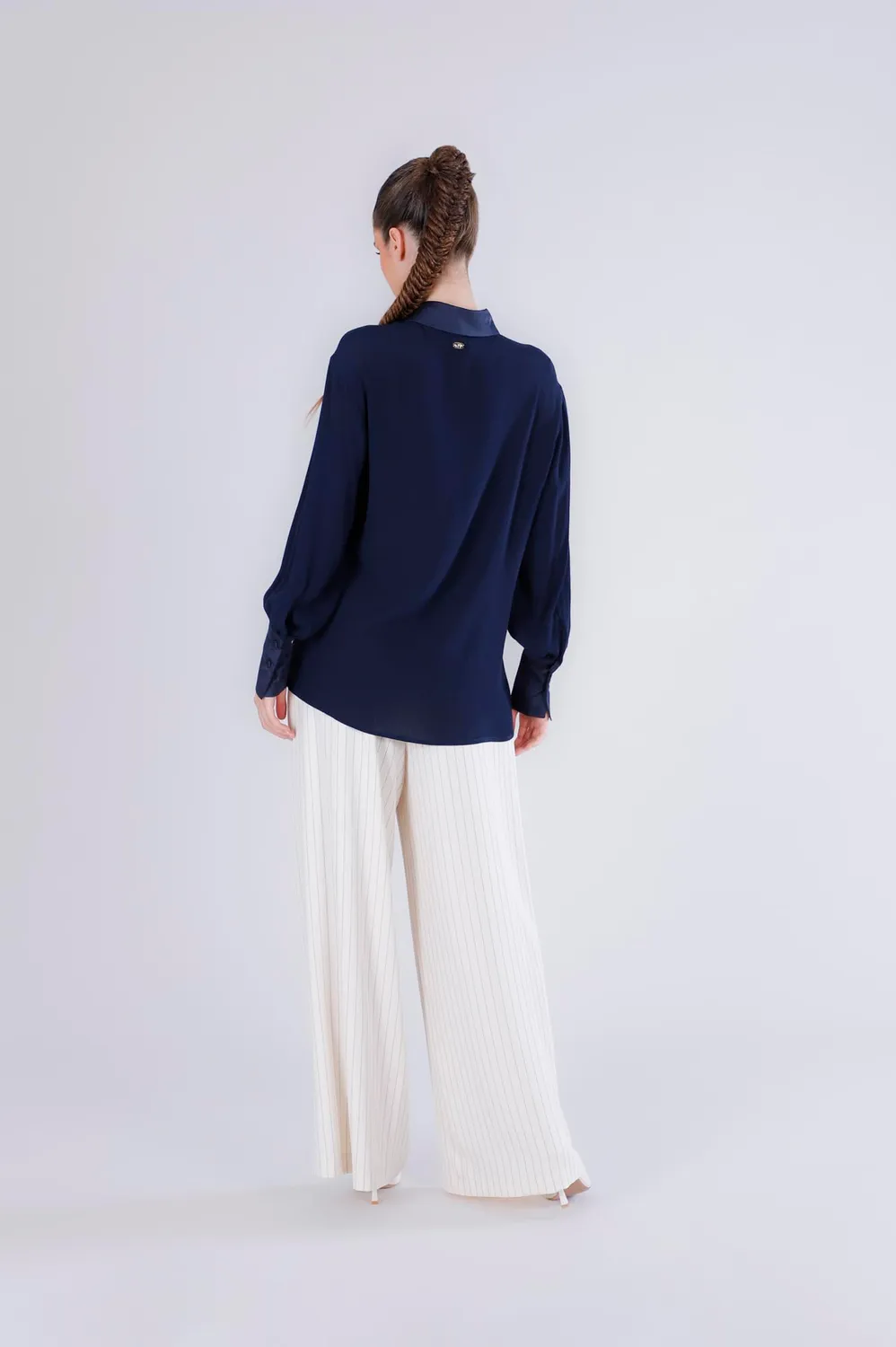 CafèNoir Camicia Raso Marocain Navy Manica Lunga