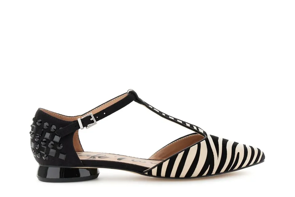 CafèNoir Ballerine Camoscio Zebra Strass Nero Beige