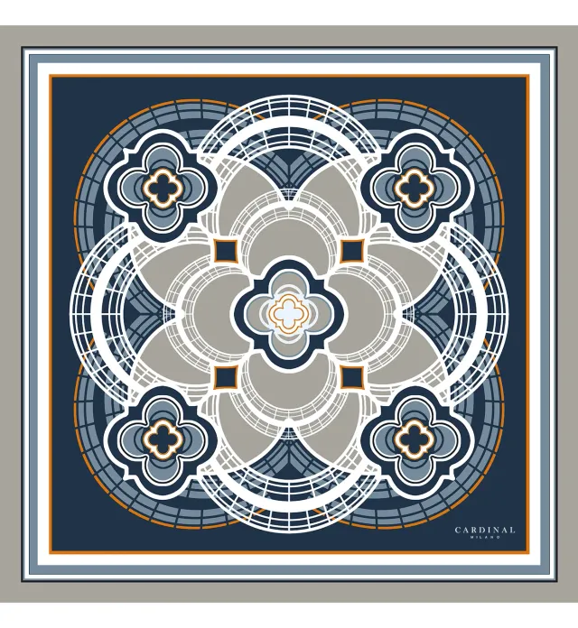 Cardinal Milano The Flowers Cardinal Blue foulard seta blu