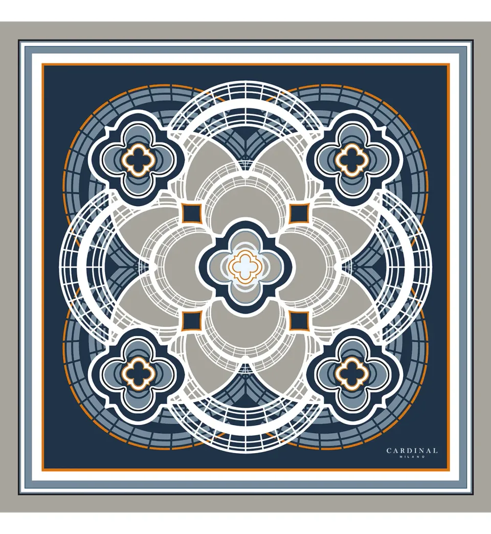Cardinal Milano The Flowers Cardinal Blue foulard seta blu