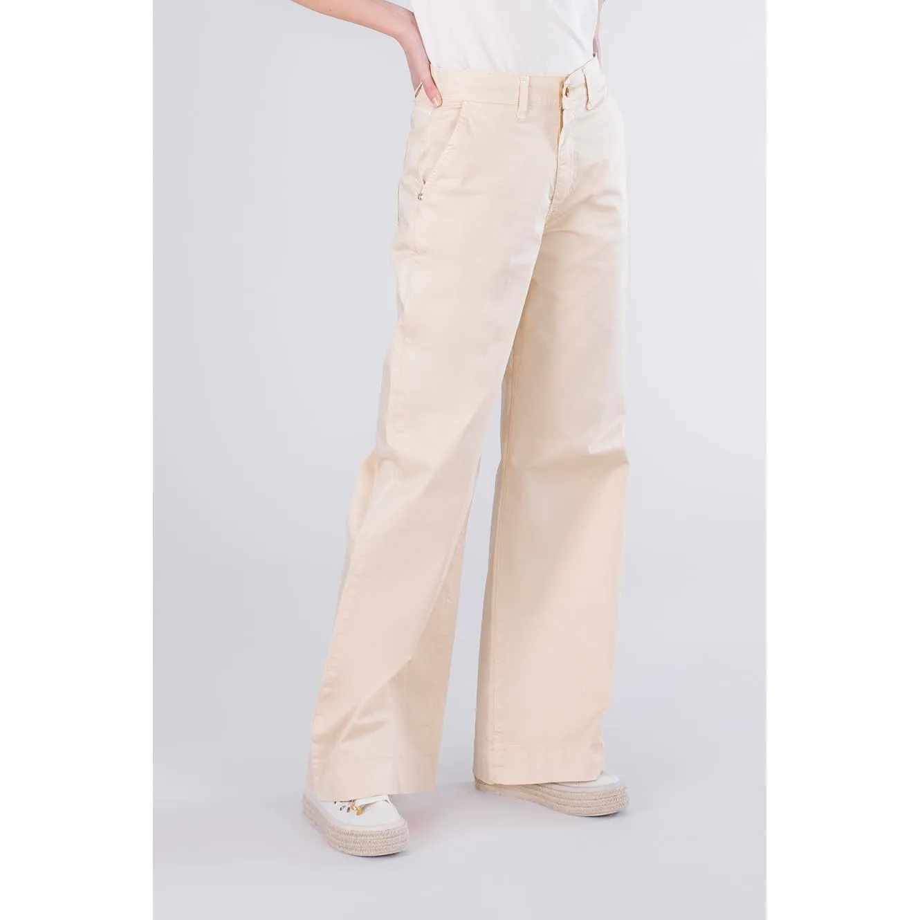 CafèNoir Wide Leg Tinto Capo Pantaloni Sabbia